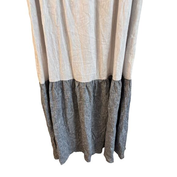 Joie Womens Linen Maxi Dress Small Colorblock Jeweled Neck Minimalist Coastal - Picture 3 of 8